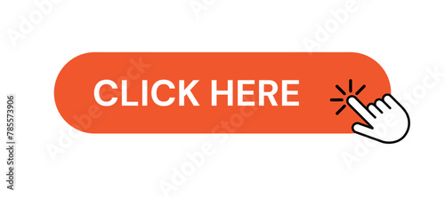 Click Here with Mouse Cursor Icon Symbol Button Isolated on White Background