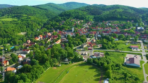 Landscape Houses Mountains Centrum Zloty Stok Aerial View Poland