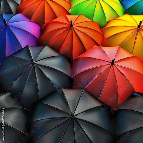 imagem de fundo formada por guarda-chuvas coloridos