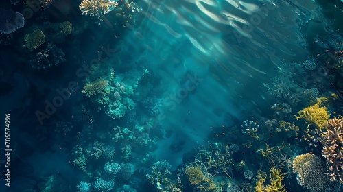  underwater world, with sunlight filtering through the crystal-clear waters background