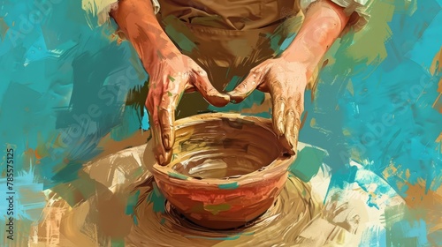 potter shaping clay vessel hands as god shapes lives spiritual metaphor illustration photo