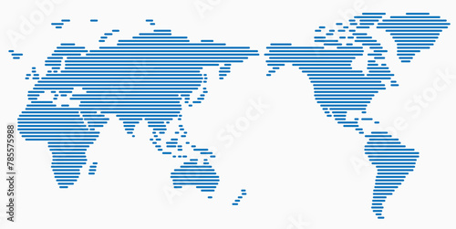Horizon strip line world map on white background.