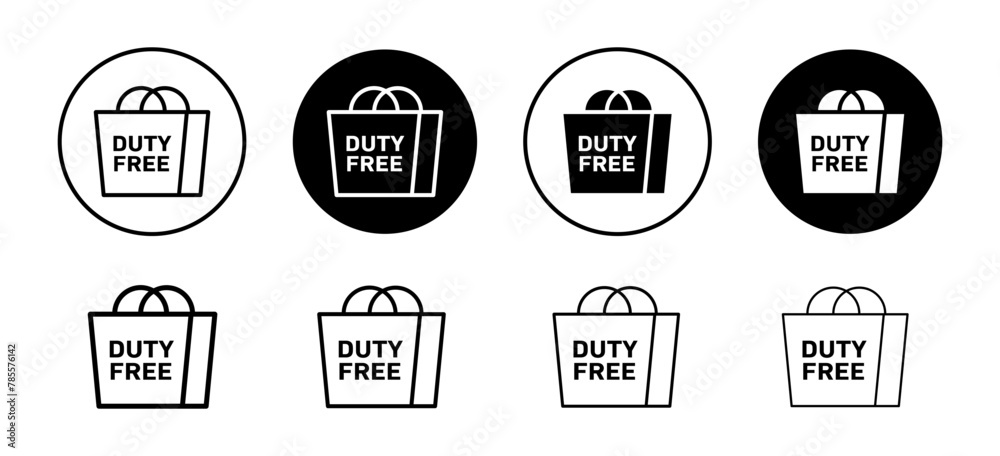 Duty free products at airport shop to buy cheap rate icon.