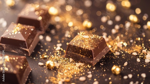 Gourmet Chocolate Sprinkled with Gold Dust Generative AI