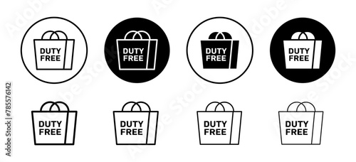 Duty free products at airport shop to buy cheap rate icon.