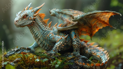 Mystical Dragon in Enchanted Forest Illustration Generative AI