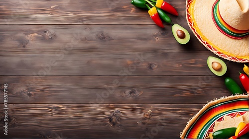  Cinco de Mayo background on wooden boards with copy space