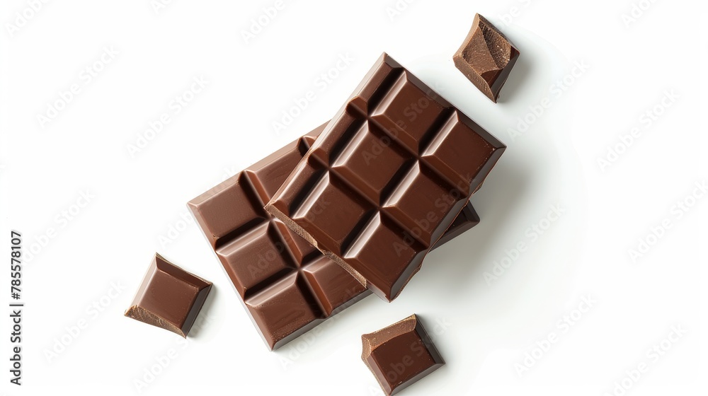 Top View of Chocolate Piece Isolated on White with Copy Space Generative AI