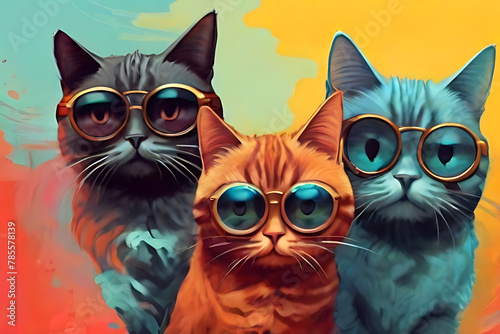 Funny Cats with glasses © Zei