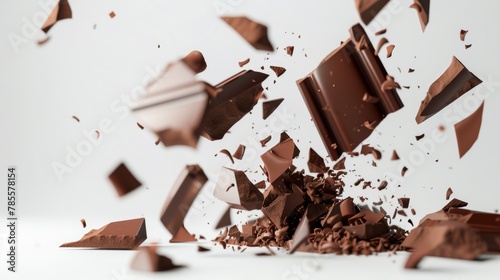 Artfully Cascading Chocolate Pieces Generative AI photo