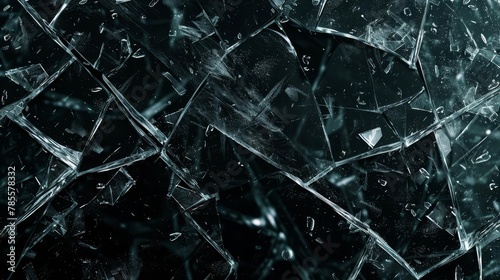 shattered glass texture on black background realistic broken glass shards and cracks abstract photo
