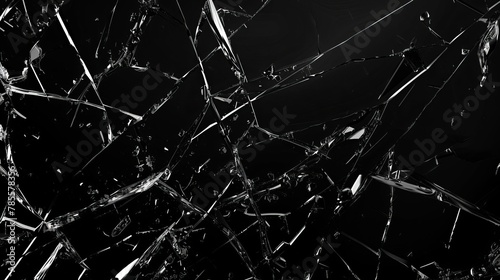 shattered glass texture on black background sharp shards and cracks creating dramatic effect