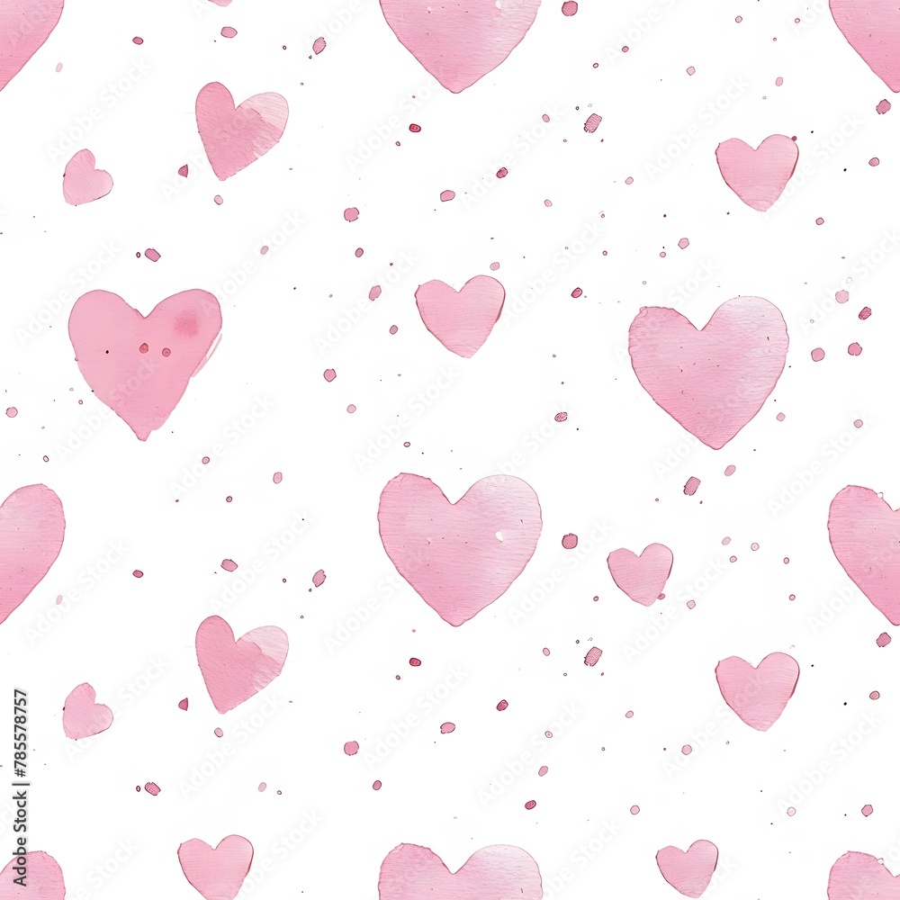 pink hearts seamless pattern, pastel pink on white background