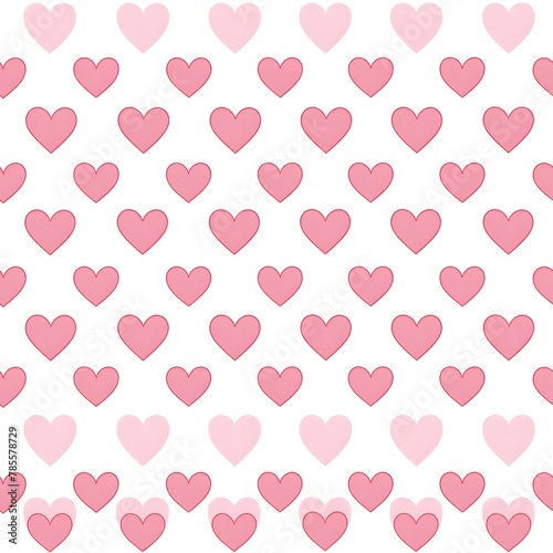 pink hearts seamless pattern, pastel pink on white background