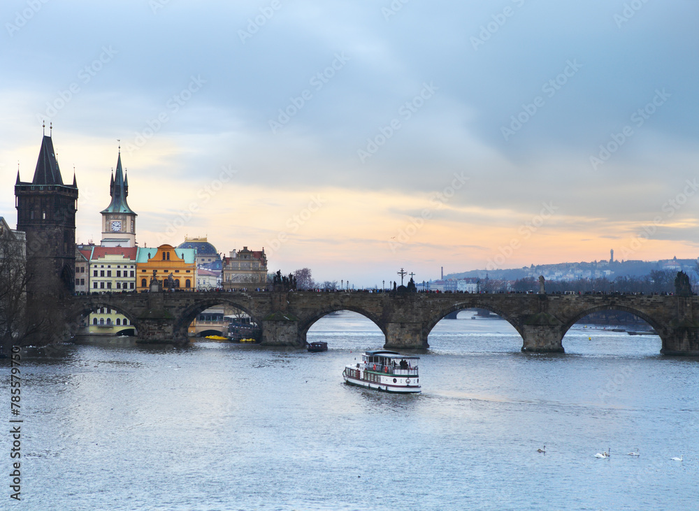 Prague at Twilight, view of Charles bridge Prague at Twilight, view of Charles bridge