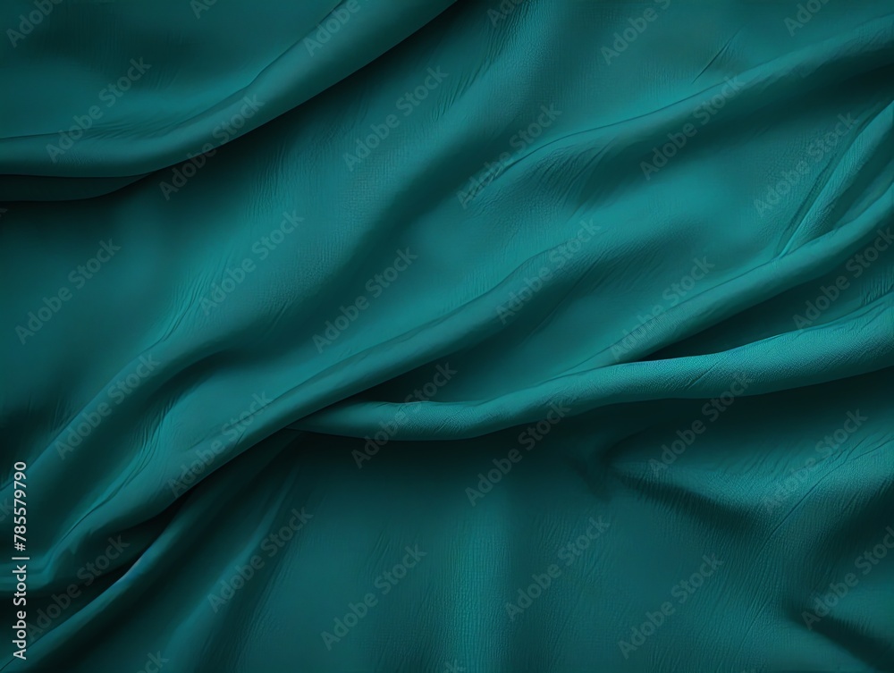 Turquoise background with subtle grain texture for elegant design, top view. Marokee velvet fabric backdrop with space for text or logo