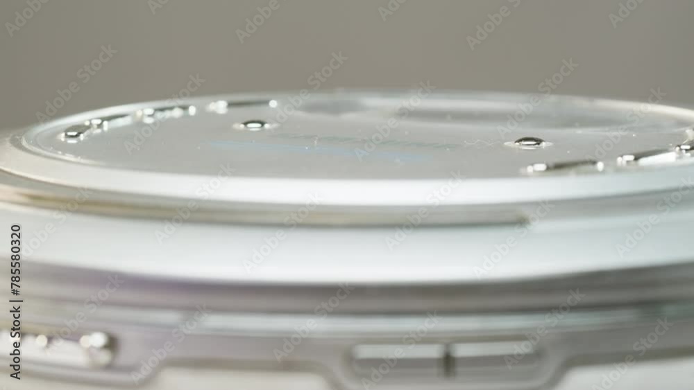 Vintage cd music player close-up. Using portable music player for listening with compact disc
