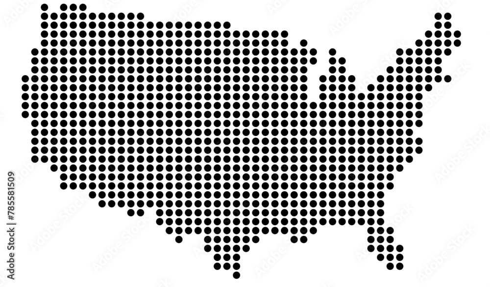 USA map with states isolated on a white background. United States of America map