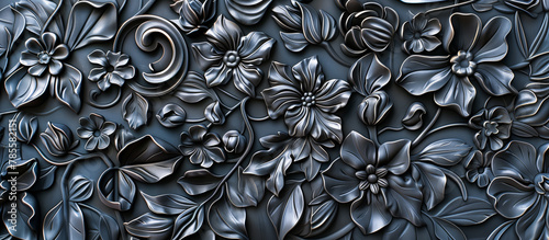 black metal with flower floral pattern concept background