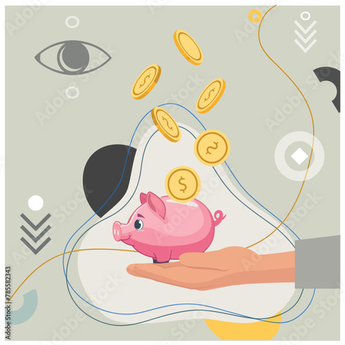 business concept illustration, vector illustration of savings, finance, banking, sale, creative concept web banner