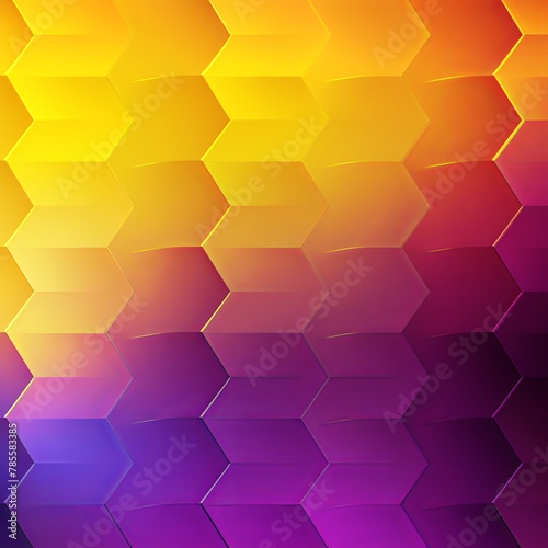 Violet and yellow gradient background with a hexagon pattern in a vector illustration