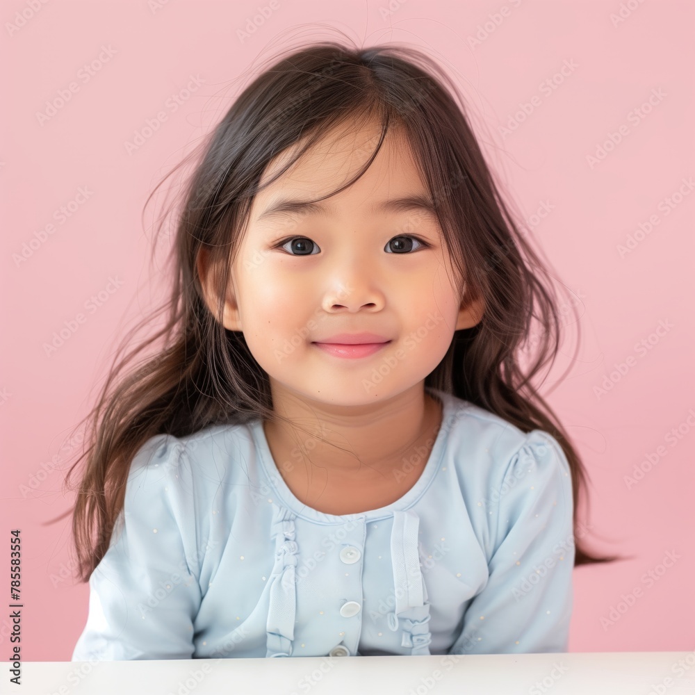 Portrait of a child at an online lesson at school Portrait of a child at an online lesson at school