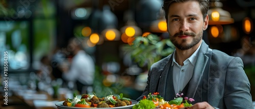 Fototapeta Naklejka Na Ścianę i Meble -  Elegant Service: Cuisine Presentation with Style. Concept Gourmet Dishes, Fine Dining Experience, Artful Plating, Culinary Excellence