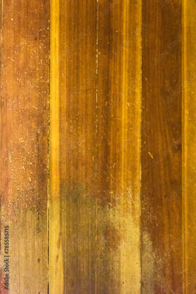 Obraz premium A close-up of weathered wood planks arranged vertically, revealing a detailed texture rich with variations in color and tone.