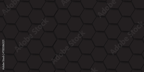 Dark grey hexagonal tech background texture. hexagonal grid seamless pattern with small cell. 3d render geometric pattern wallpaper. Futuristic Honeycomb Mosaic. ceramic floor tiles.