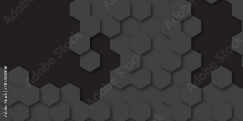 Dark grey hexagonal tech background texture. hexagonal grid seamless pattern with small cell. 3d render geometric pattern wallpaper. Futuristic Honeycomb Mosaic. ceramic floor tiles.