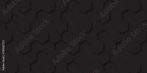 Dark grey hexagonal tech background texture. hexagonal grid seamless pattern with small cell. 3d render geometric pattern wallpaper. Futuristic Honeycomb Mosaic. ceramic floor tiles.