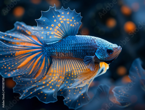 Blue and yellow betta fish