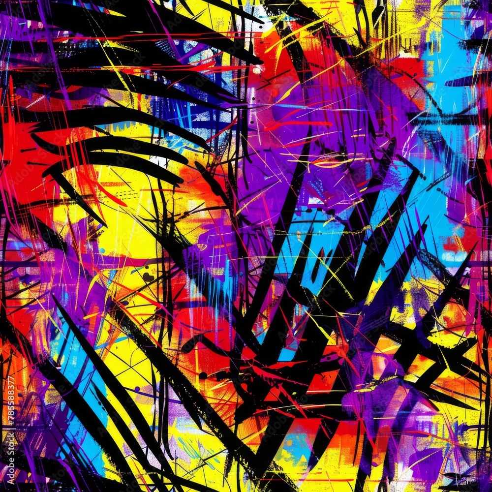 Vibrant Abstract Graffiti Art with Bold Strokes and Splashes
