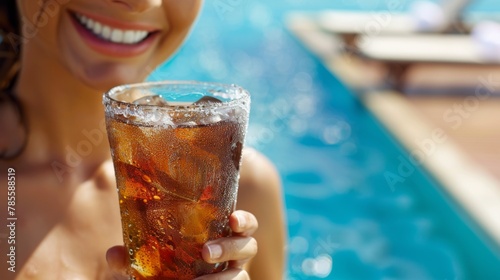 Refreshing Soda by the Poolside on a Sunny Day