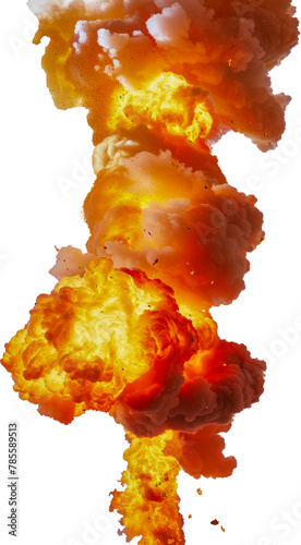 Massive explosion with fire and smoke cut out png on transparent background