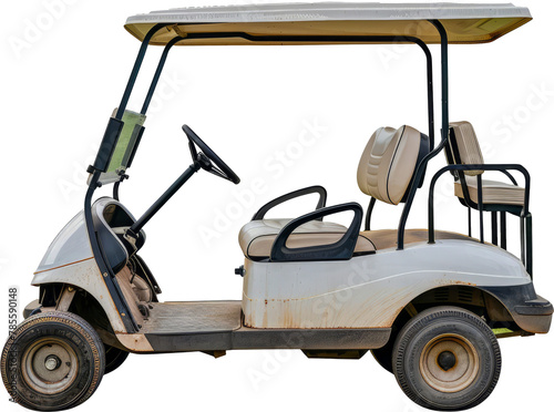 Golf cart side view isolated cut out png on transparent background