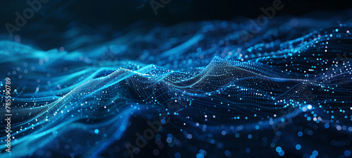 Abstrakte Technologie Hintergrund mit leuchtenden Punkten und Linien auf einer blauen Farbe, digitale Netzwerk-Konzept-Banner für Business-Präsentation Design Vektor-Illustration  photo