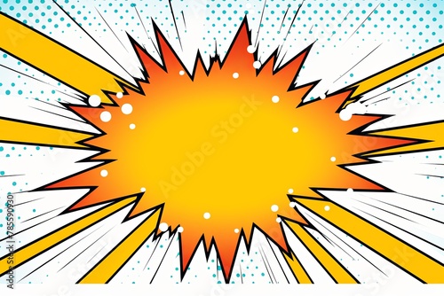 White background with a white blank space in the middle depicting a cartoon explosion with yellow rays and stars