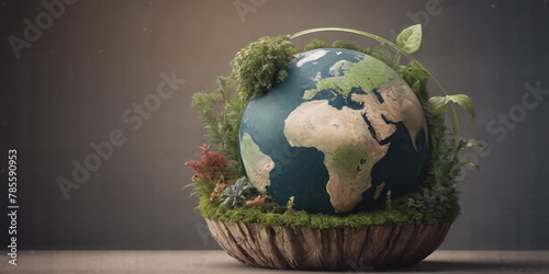 Earth Day. Planet, Mother Earth, globe. World in a platform with nature.