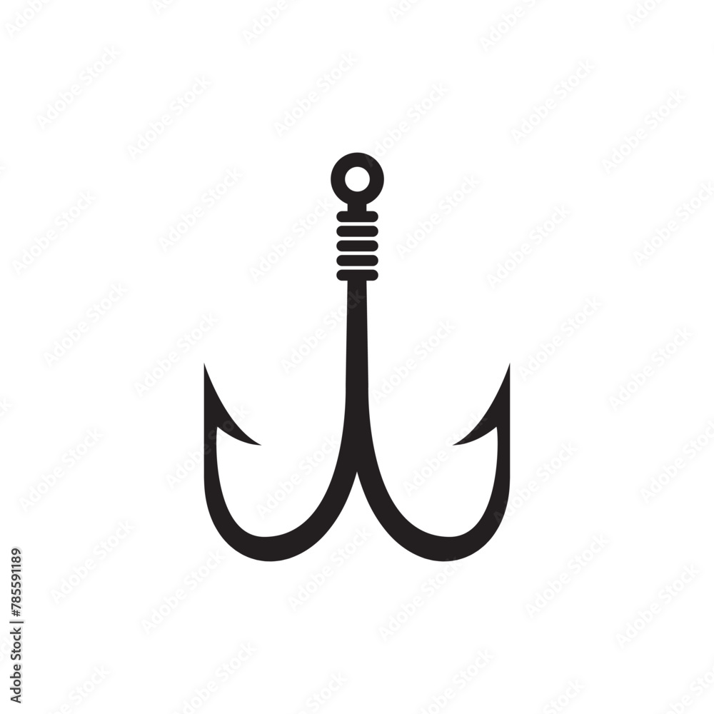Double fish hook icon design, isolated on white background, vector illustration Double fish hook icon design, isolated on white background, vector illustration
