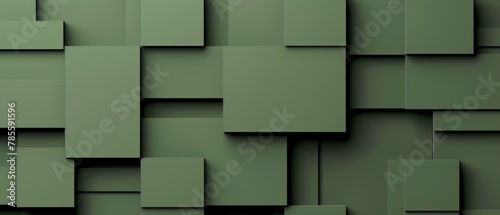 Abstract geometric army green 3d texture wall with squares and square cubes background banner illustration, textured wallpaper © Corri Seizinger