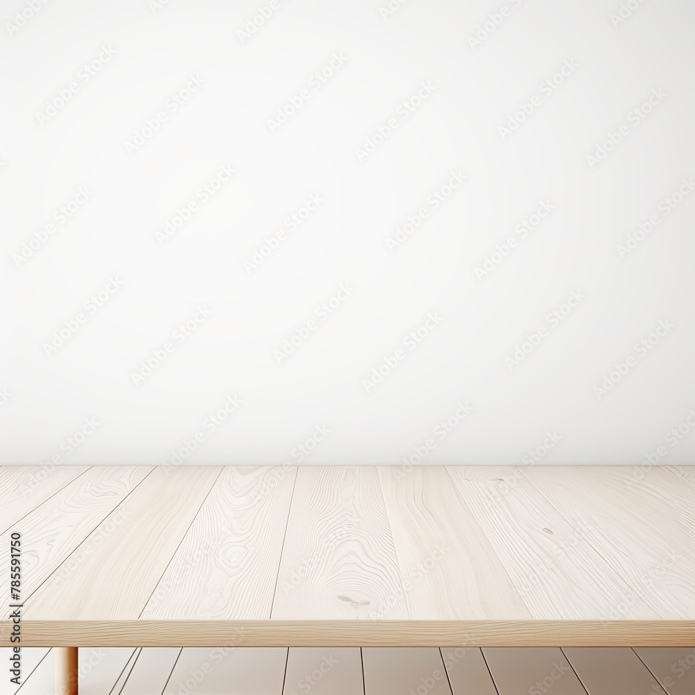 White background with a wooden table, product display template. White background with a wood floor. White and white photo of an empty room