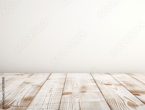 White background with a wooden table, product display template. White background with a wood floor. White and white photo of an empty room