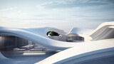 Abstract architecture design influenced by nature and soft forms.