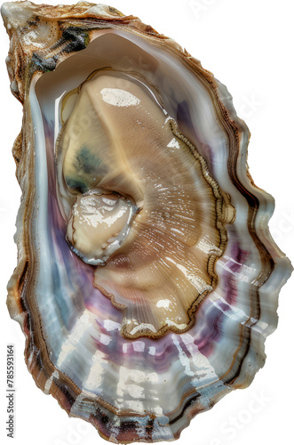 Open oyster with pearl on isolated cut out png on transparent background