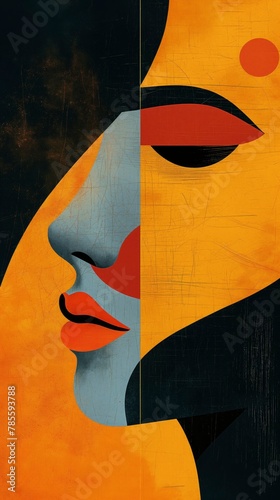 woman head flat illustration design