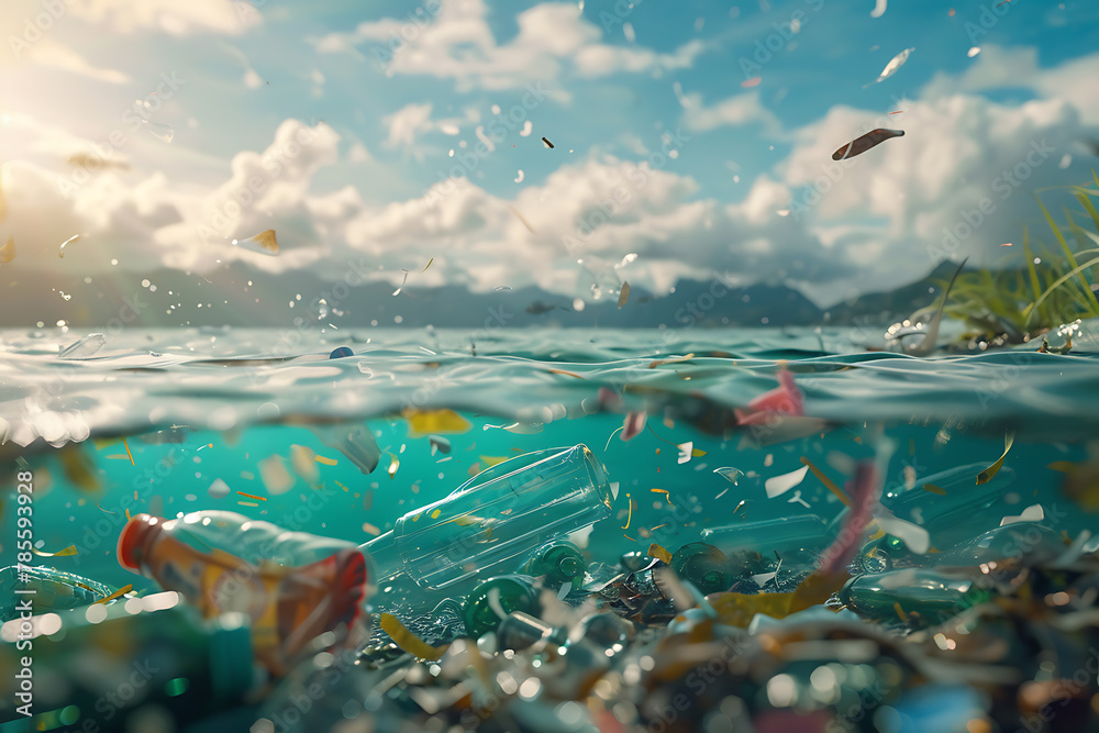 A compelling depiction of the environmental impact of plastic waste on the ocean, highlighting the need for eco-friendly solutions and urgent action against pollution.