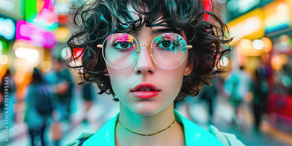 young generation z woman walking in city young generation z woman walking in city