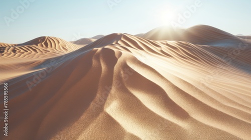 Tranquil Sunrise Over the Serene Sand Dunes of the Desert