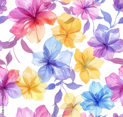 Serene Pastel Floral Watercolor Artwork Generative AI